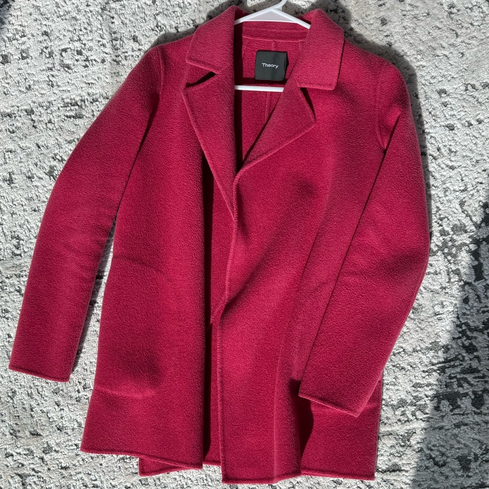 Theory Sileena Coat in Double-Face Wool-Cashmere - Size XP - Picture 2 of 6